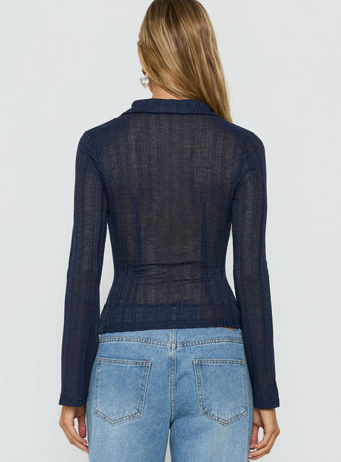 When You Sleep Long Sleeve Top Navy