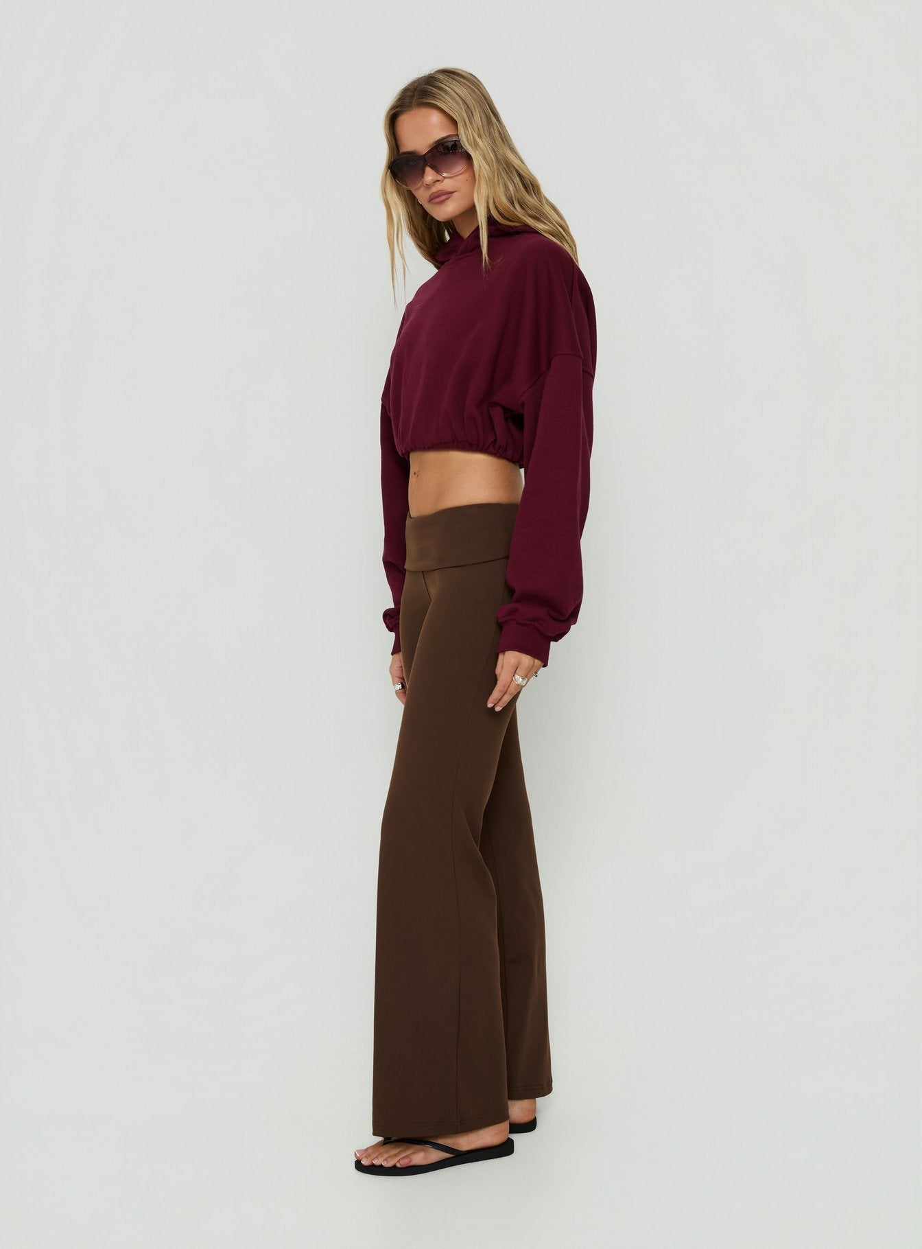 Daily Define Foldover Waist Pants Brown