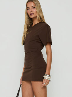 Astrix Cutout V Neck Playsuit Brown