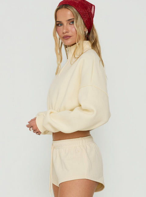 Astridd 3/4 Zip Cropped Jumper Cream