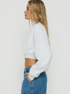 Astridd 3/4 Zip Cropped Jumper Grey Marle