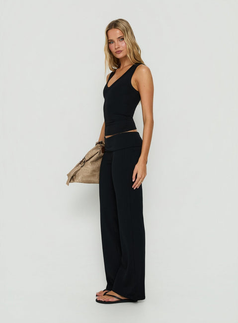 Daily Define Foldover Waist Pants Black