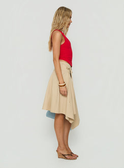 Ellainah Asymmetrical Wrap Midi Skirt Concrete