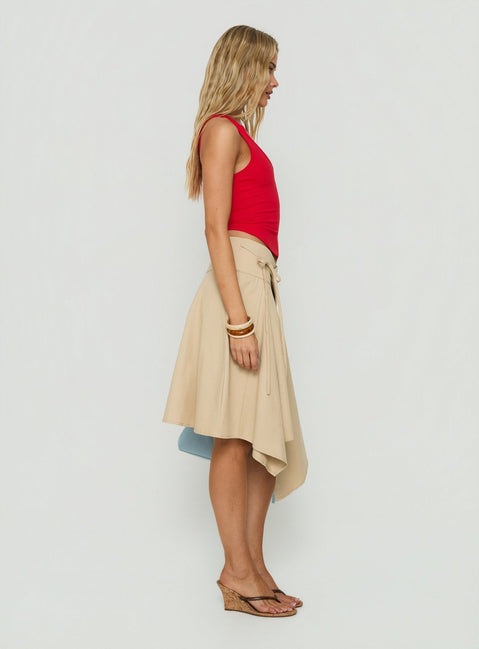 Ellainah Asymmetrical Wrap Midi Skirt Concrete