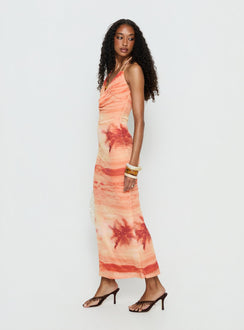 Jazina Keyhole Maxi Dress Orange Multi