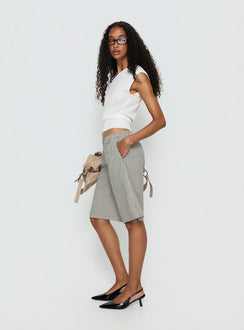 Sevigney Long Elasticated Shorts Cream Check