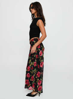   side view of model wearing Princess Polly Emaretta Maxi Skirt Multi Floral Skirts 
