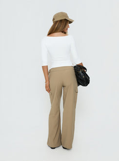 Rosemonde Tie Side Cargo Pants Khaki