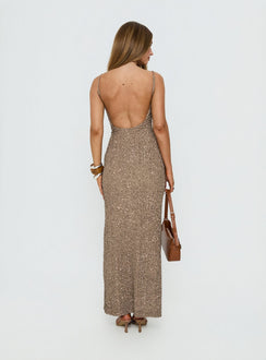 Knox Maxi Dress Brown Sequin