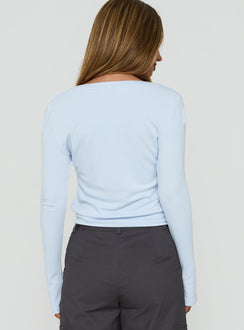 Rommey Long Sleeve Plunge Top Blue