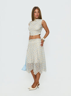 In My Lane Ruched Waist Midi Skirt Multi
