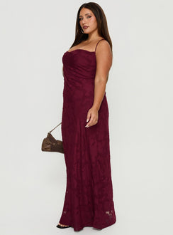 Celena Maxi Dress Burgundy Burnout Curve