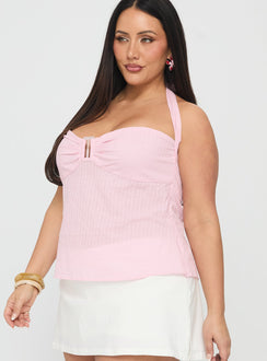 Isabetta Halter Top Pink Curve