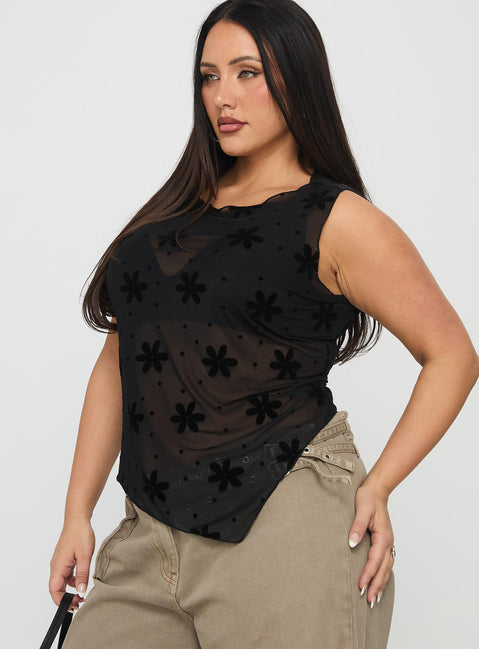 Avelaine Mesh Top Black Curve