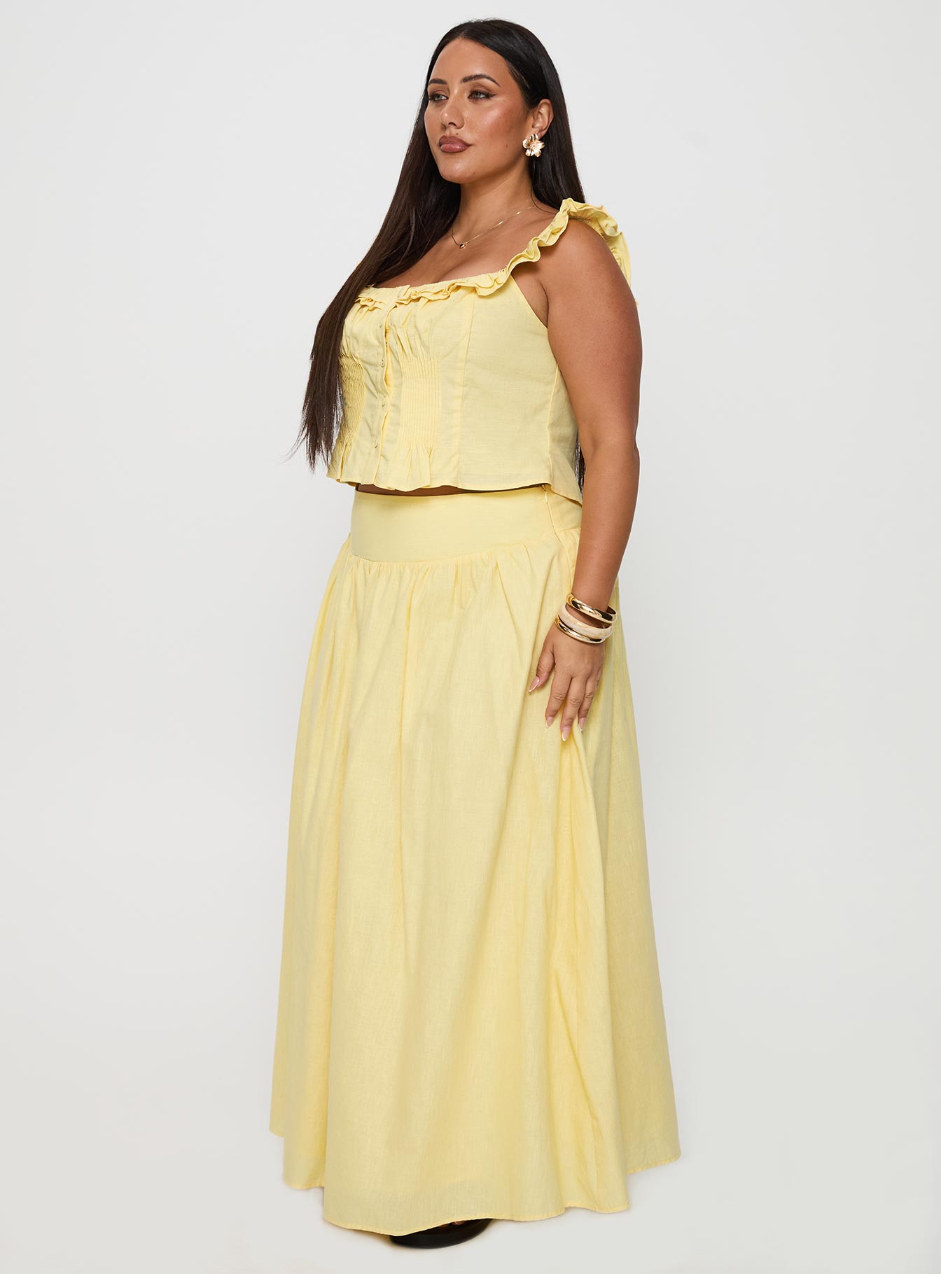 Valerio Maxi Skirt Yellow Curve