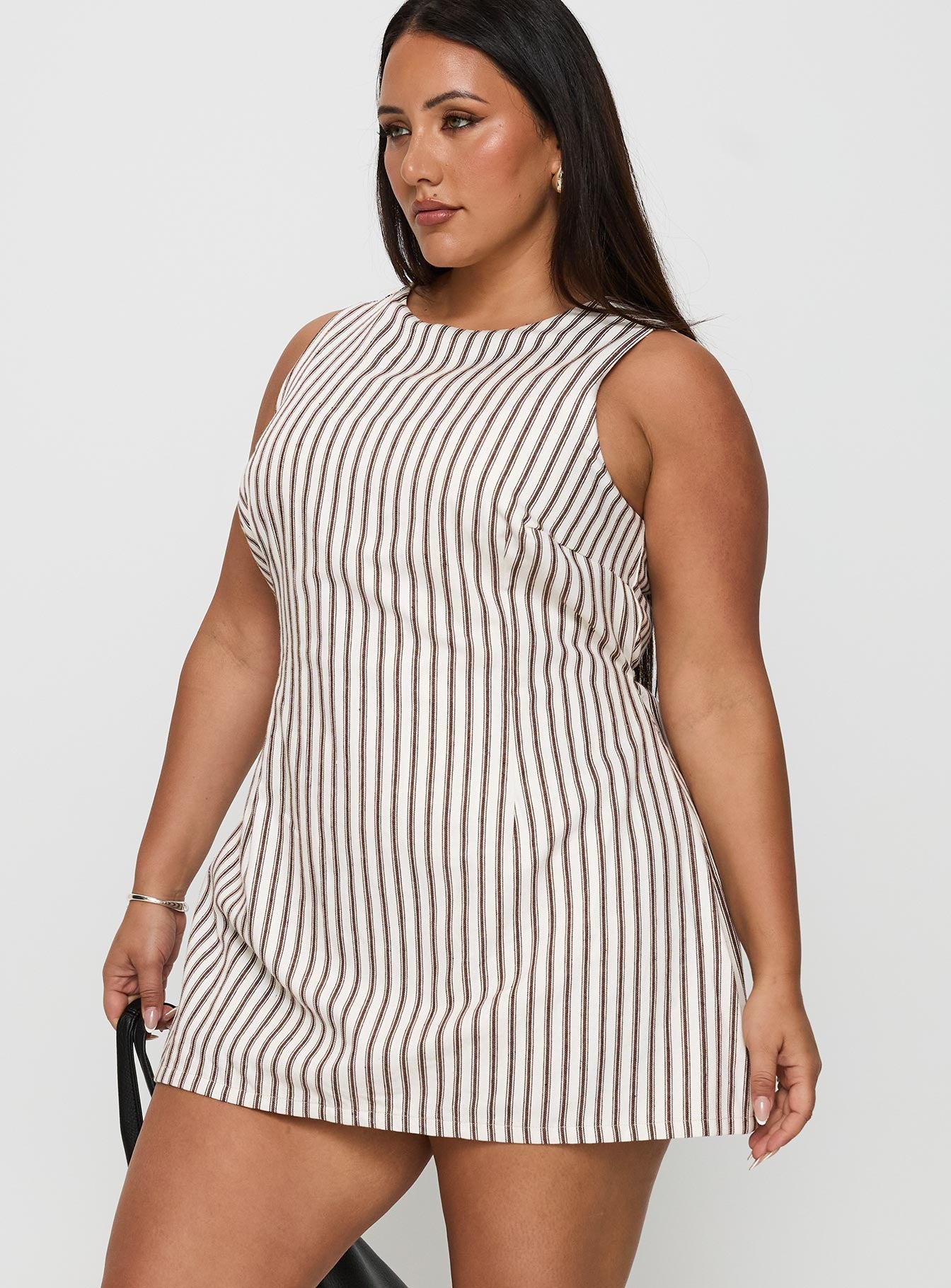 Yumiko Romper Brown Stripe Curve