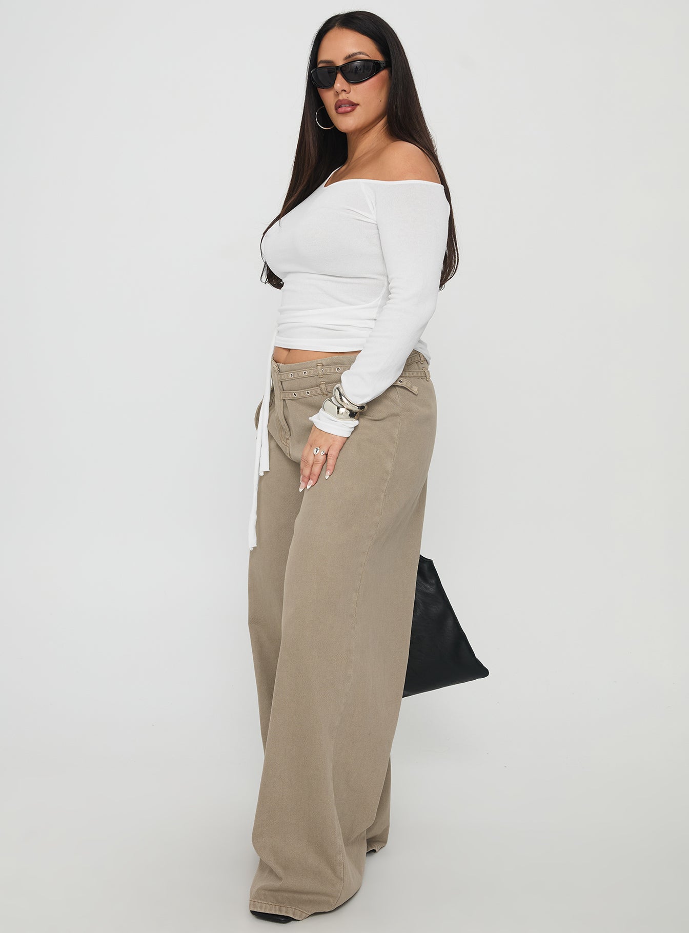 Paltrow Cargo Jeans Washed Brown Curve