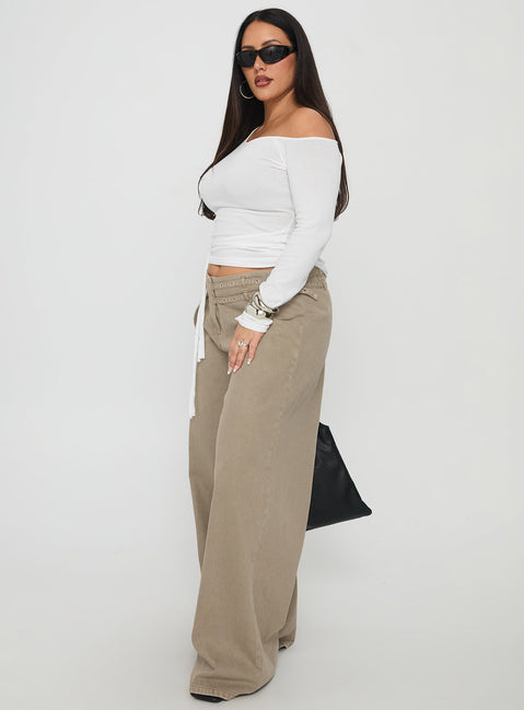 Paltrow Cargo Jeans Washed Brown Curve