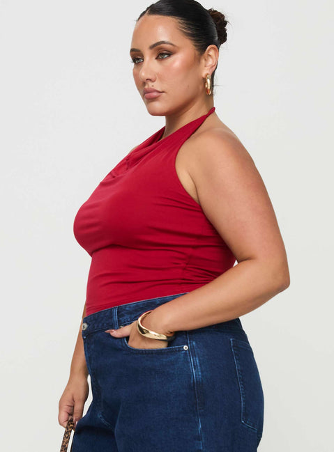 product Princess Polly Imposter Top Cherry Red Curve Sleeveless Cowl 