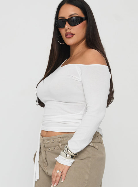 Kastor One Shoulder Long Sleeve Top White Curve