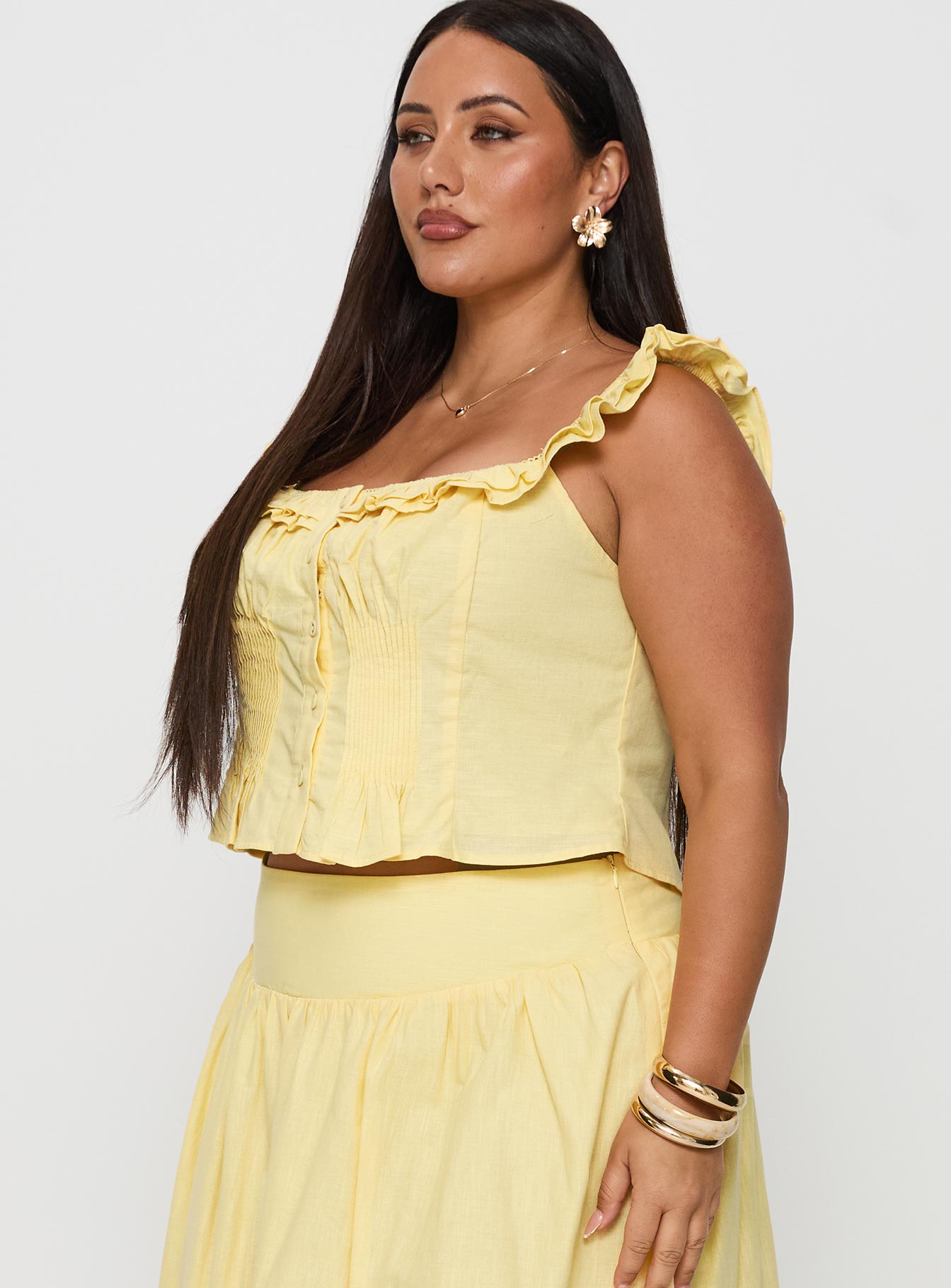 Isadoria Frill Top Yellow Curve