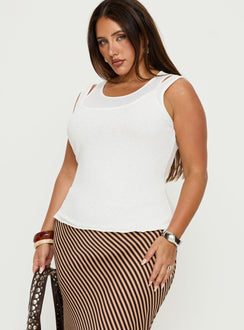 Ceyla Layered Tank Top White Curve
