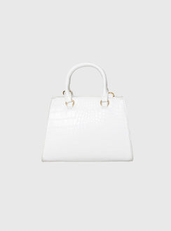 Crossbody Bag  Faux croc leather exterior, fixed handles, gold-toned hardware, one pocket exterior and one pocket interior, extra long adjustable strap-detachable Zip fastenings