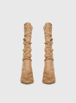 Such A Charmer Faux Suede Scrunch Boot Tan