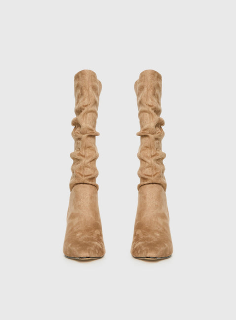 Such A Charmer Faux Suede Scrunch Boot Tan