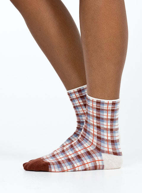Socks Plaid print Good stretch  