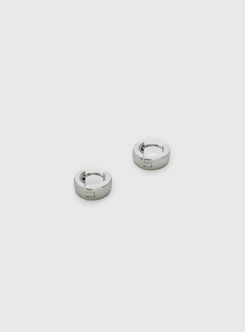 Liora Stainless Steel 10mm Chunky Hoop Earrings Silver