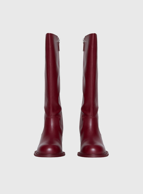 Ella Knee High Boots Burgundy