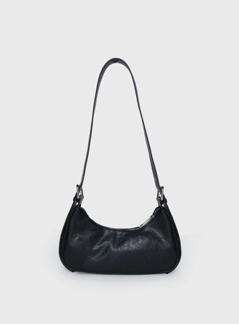 Shoulder bag Main compartment with zipper closure, two internal pockets, adjustable shoulder straps, silver-toned hardware, flat base