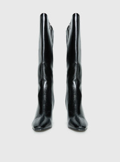 Sawyer Knee High Boots Black Crinkle