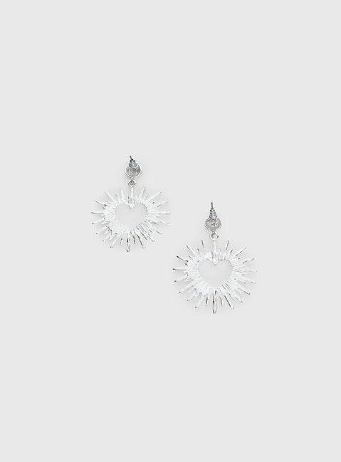 Manifest It Heart Earrings Silver