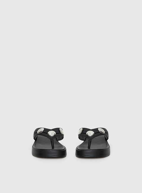 Paislee Stud Detail Sandals Black