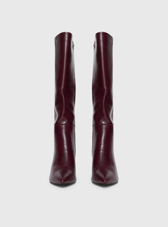 Harrie Knee High Boots Burgundy
