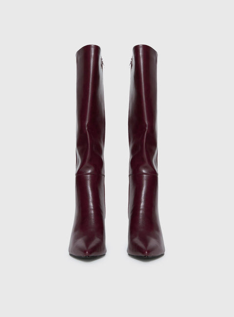 Harrie Knee High Boots Burgundy
