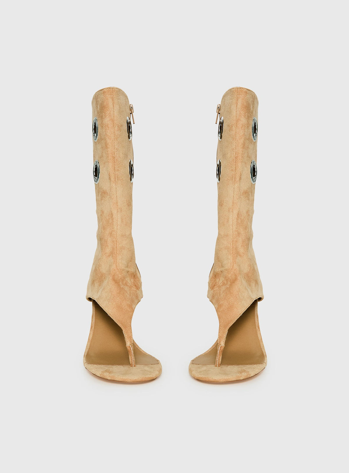 Situationship Eyelet Open Toe Heels Tan