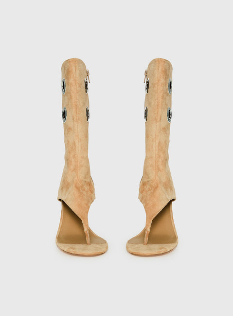 Situationship Eyelet Open Toe Heels Tan