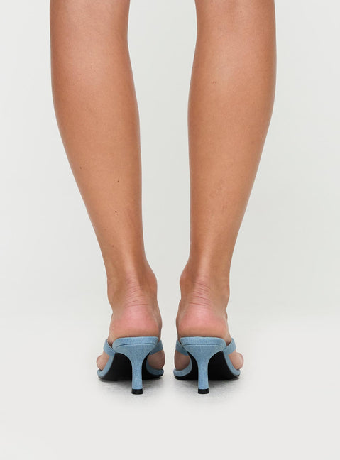 Denim heels Thong style, kitten heel