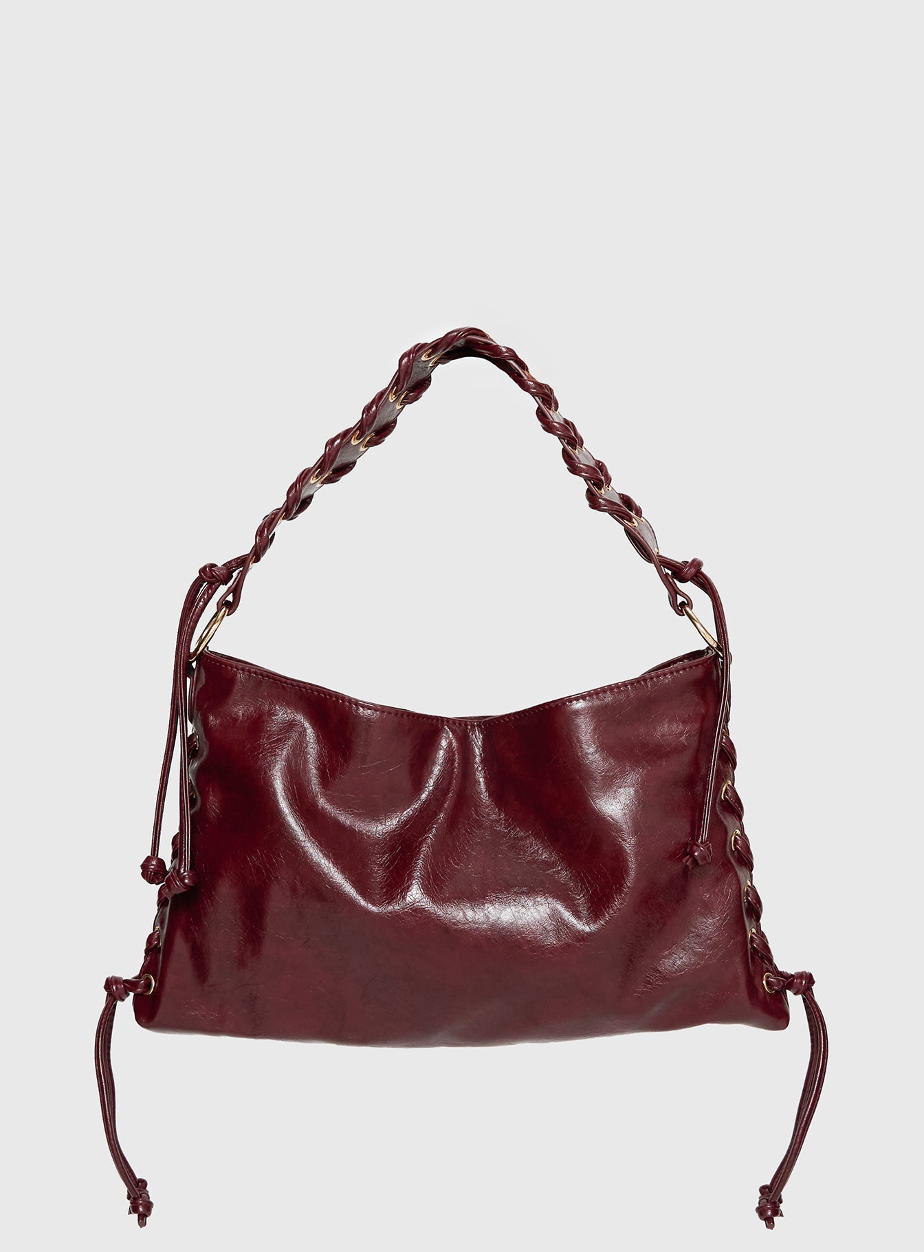 Amadea Tie Detail Shoulder Bag Burgundy