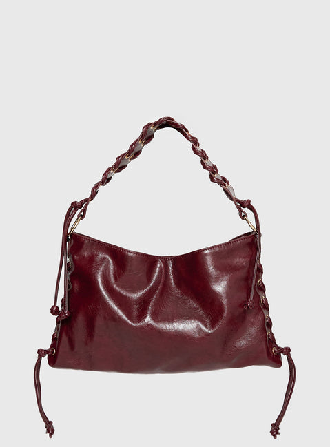 Amadea Tie Detail Shoulder Bag Burgundy