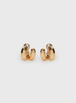 Gold-toned earrings Stud fastening, lightweight