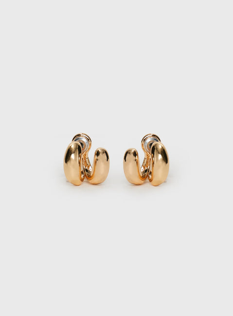 Gold-toned earrings Stud fastening, lightweight