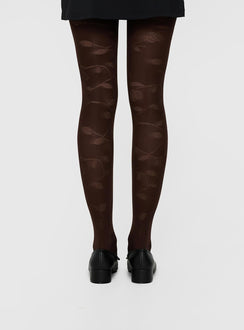 Lille Floral Sheer Tights Black