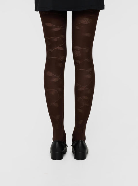 Lille Floral Sheer Tights Black