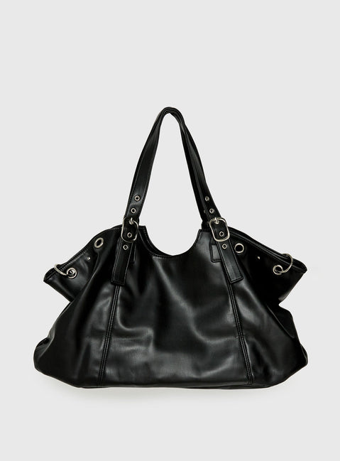 Amaria Buckle Detail Shoulder Bag Black