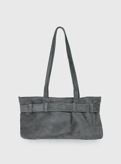 Views Of Capri Faux Suede Buckle Shoulder Bag Charcoal