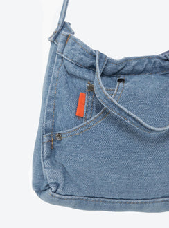 Denim crossbody bag Adjustable crossbody strap, fixed shoulder straps, zip fastening